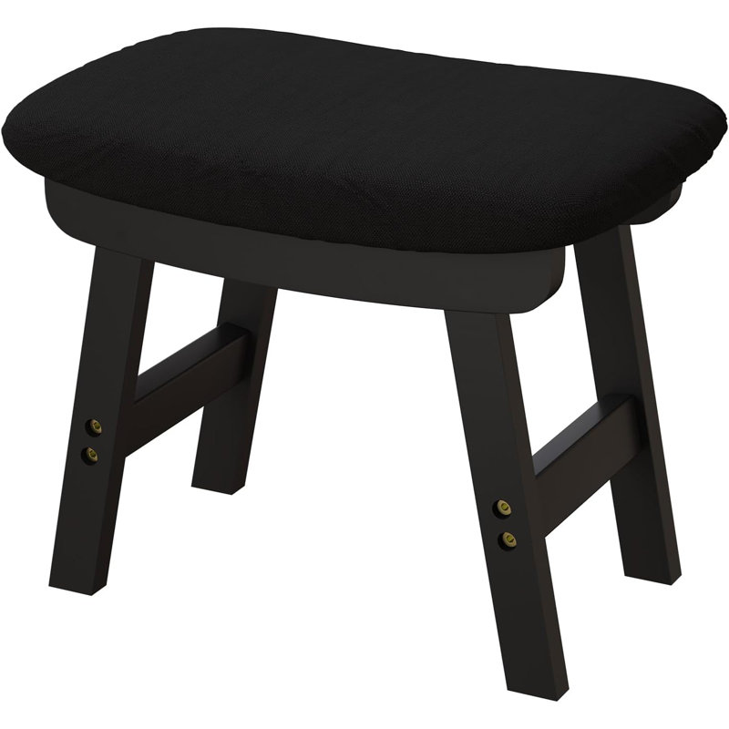 Upholstered Ottoman, Black Cotton