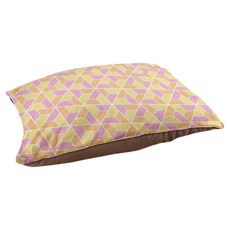 Coussin pour chien Byrge Trapezoids, Très grand (l 50 po x P 40 po x H 42 po), Rose / Jaune / Orange