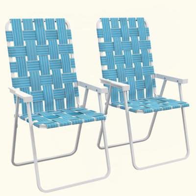 Ensemble de 2 chaises de patio pliantes, chaises de camping classiques d'extérieur, chaises de jardin portatives pour camping, jardin, piscine, plage, cour arrière avec accoudoirs