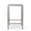 Table de bar d'extérieur légère en aluminium avec plateau en verre gris impureté et cadre antidérapant