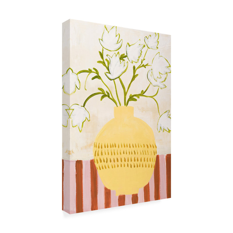 Vase floral jaune, H 12 po x l 19 po x P 2 po