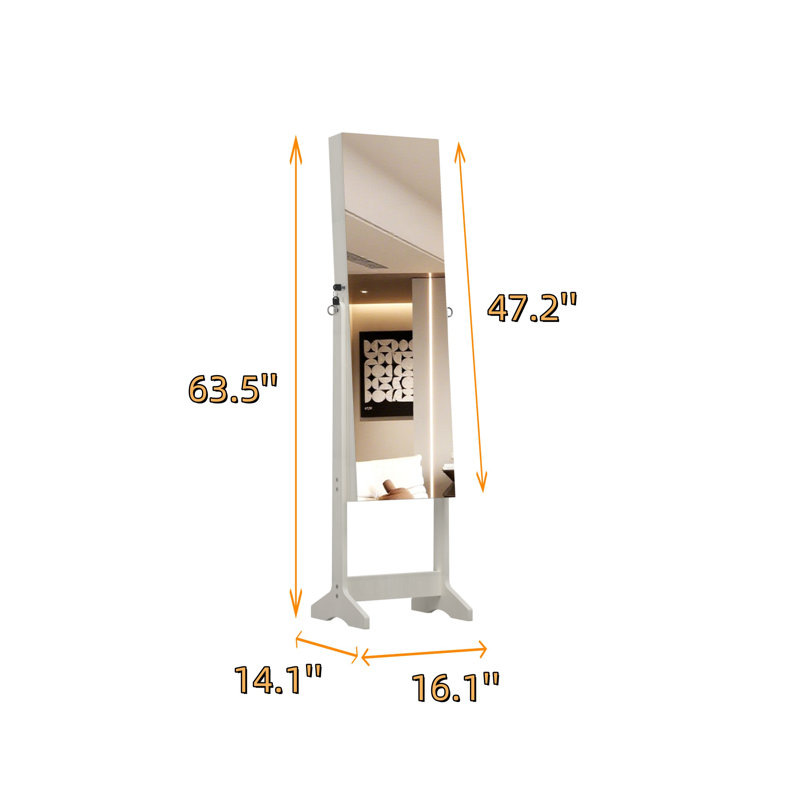 Armoire à bijoux avec miroir pleine longueur et base