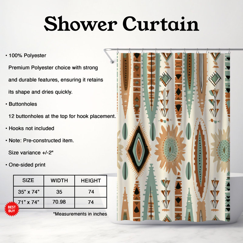 Rideau de douche Boho Whisper - Premium, H 74 po x l 71 po