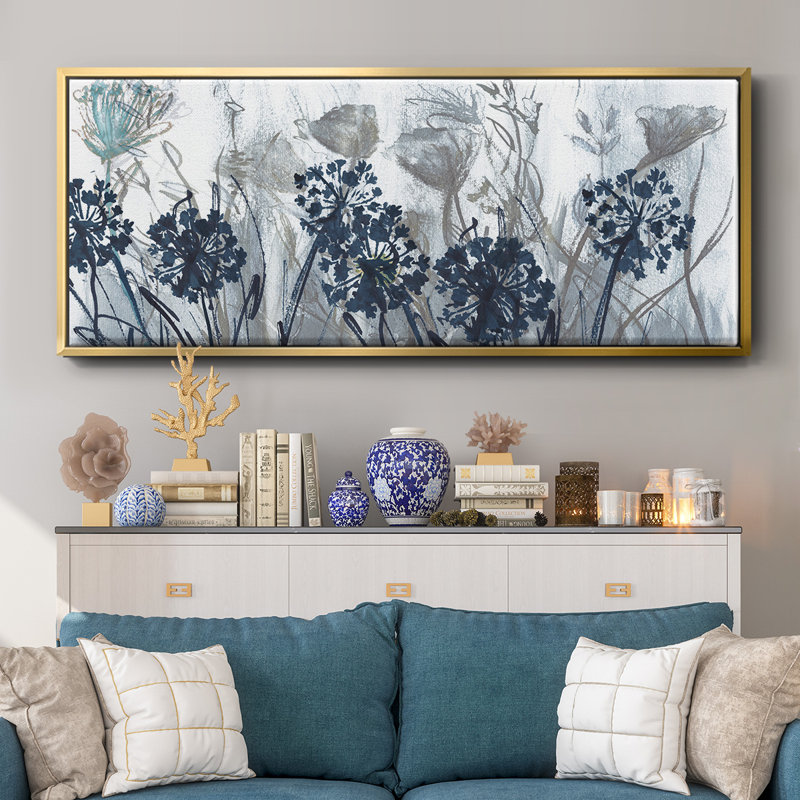 Indigo Field- Framed Canvas