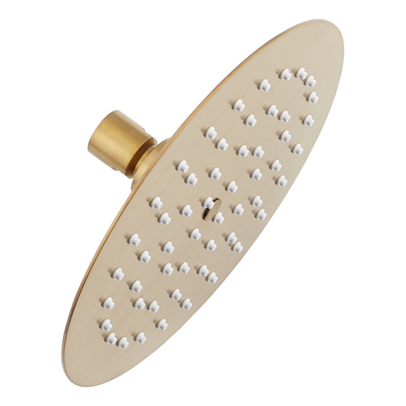 Pomme de douche contemporaine à profil bas 8 po - 2,5 gallons par minute, Brushed Gold