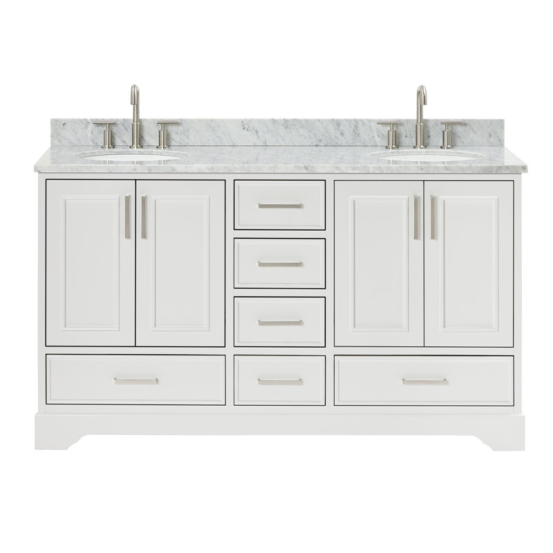 Ensemble de meuble-lavabo double avec dessus Abita 61, Blanc