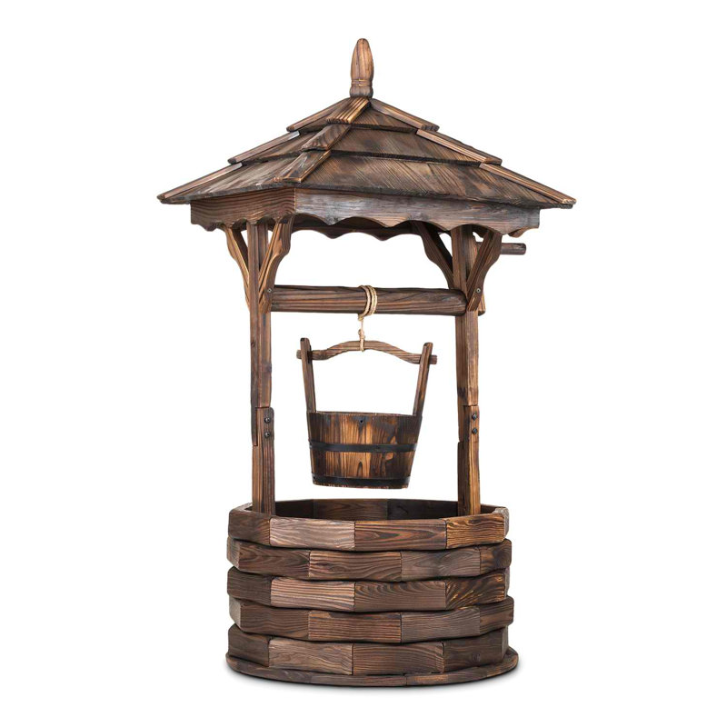 Outdoor Wood Weather Resistant Sculptural Fountain