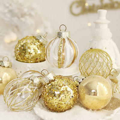 25 pièces de boules de Noël argentées transparentes en forme d'arbre de Noël suspendu incassable de 2,36 pouces pour arbre, fête, mariage ou fête