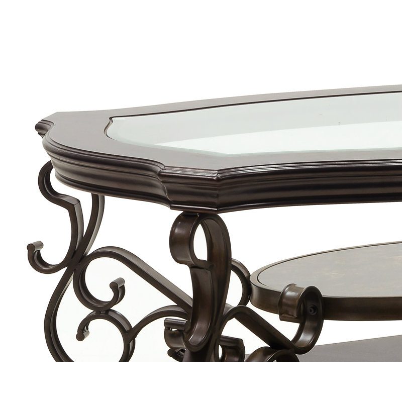 Metal-Legged Cocktail Table With Multi-Layered Shelves