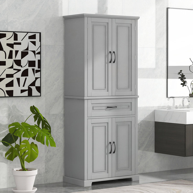 Bathroom Storage Cabinet with Doors, Drawer, and Adjustable Shelf for Enhanced Organization and Versatility, Gray