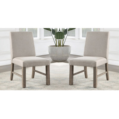 Chaises de salle à manger modernes gris avec coussins rembourrés confortables et supports de style transitionnel avec structure en bois massif