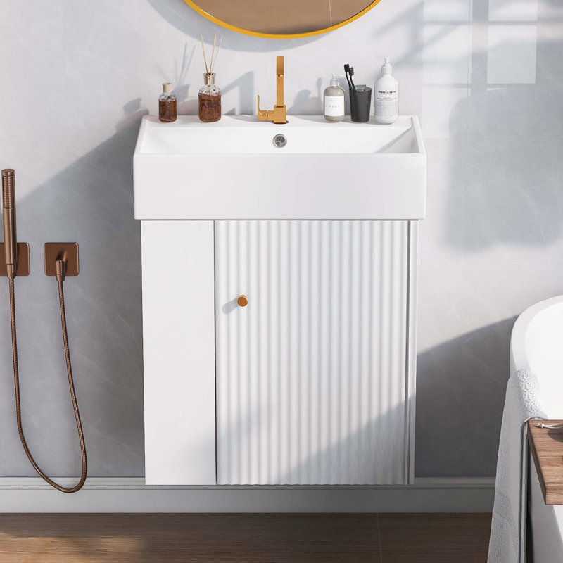 Modern Floating Bathroom Vanity With Ceramic Basin
