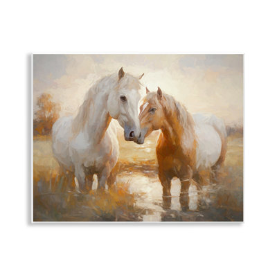 Horse Pair in River Wall Plaque Art by Ramona Murdock