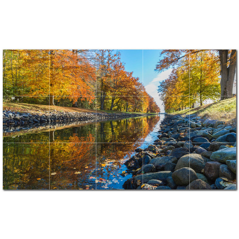 Panneau mural décoratif en céramique satinée 8 po x 8 po River Photo
