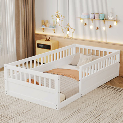 Floor Bed Frame with Fence