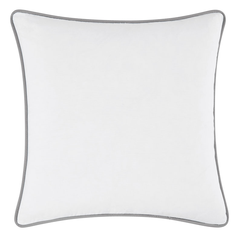 Coussin Brooklyn, Carré 20 po, Blanc / bordure grise