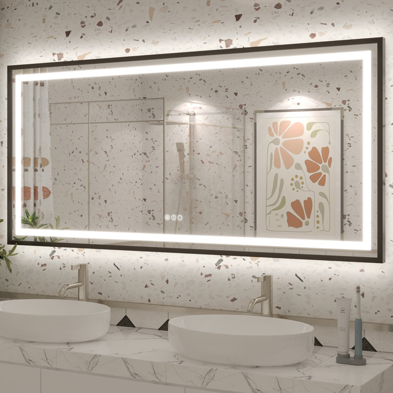 Miroir de salle de bain Molly Framelss, 60 po x 28 po, Noir