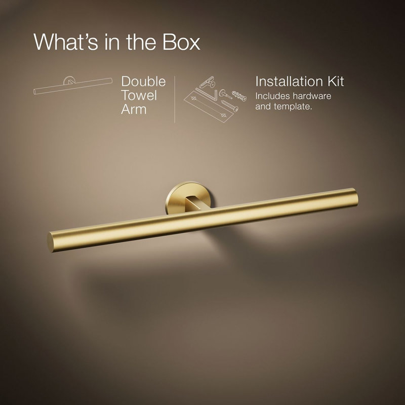Components™ Double Towel Arm, Vibrant Brushed Moderne Brass