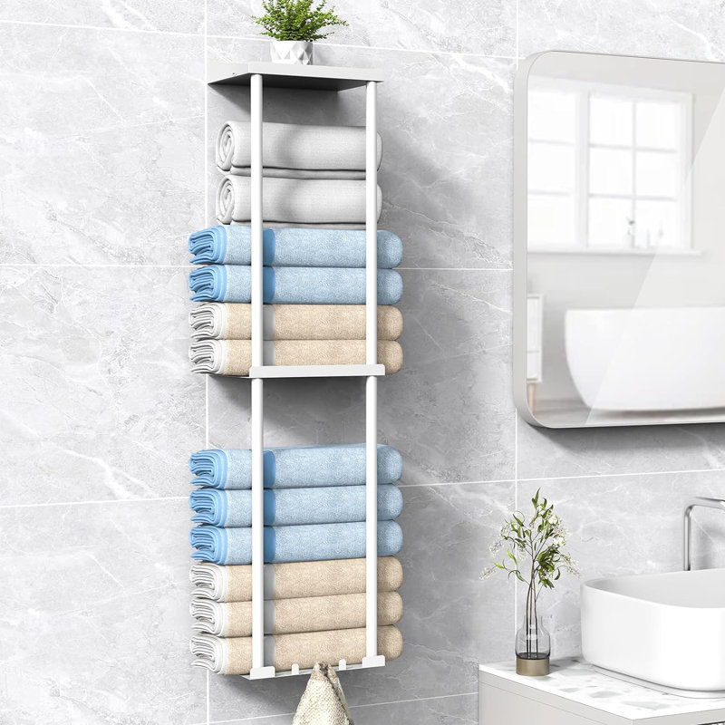 Porte-serviettes mural vertical avec tablette, Powde