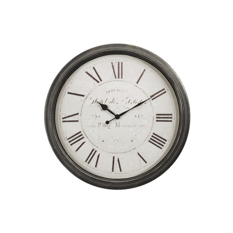 Horloge murale, ronde, 30 po, grande horloge murale, brun, transitionnel
