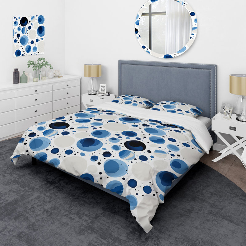 Minimalist Cobalt Blue Circles Geometry II - Ensemble de housse de couette géométrique