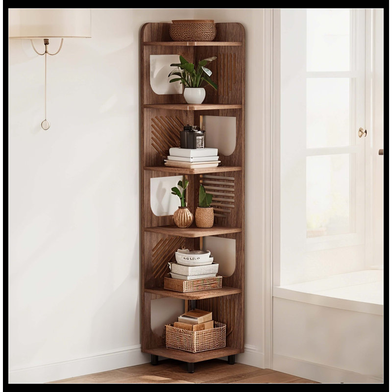 71" Corner Shelf, Narrow Bookshelf Display Shelf With Storage Rack
