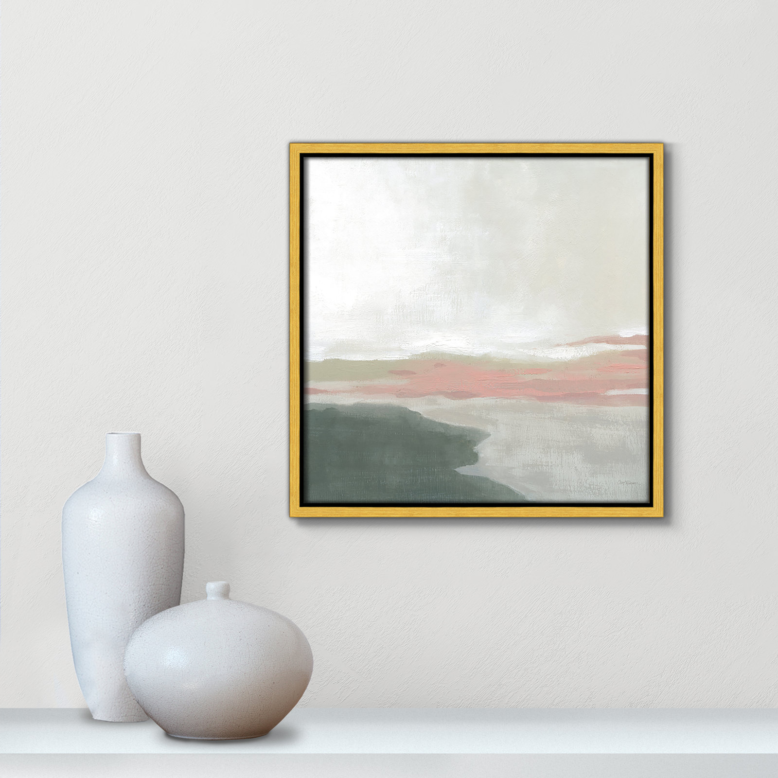 Carley "Still Lake" Painting by Carol Robinson, 13.5" H x 13.5" W x 2" D, Gold
