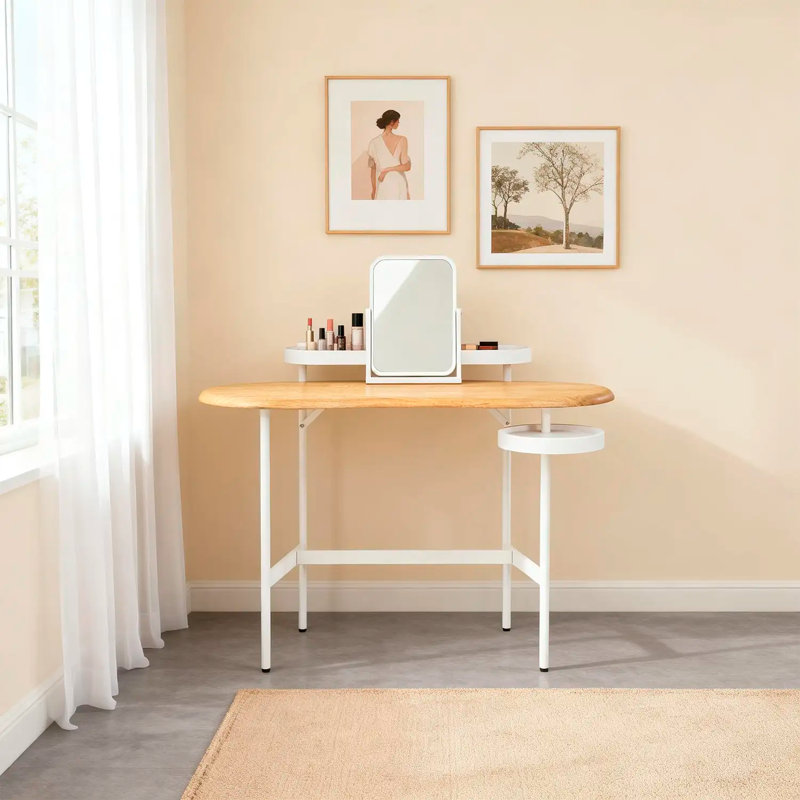Flow Dressing Table with Side Shelf, Oak