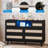 6 Drawer Rattan Dresser with LED Lights & Charging Station, Modern Double Chest-1234569941