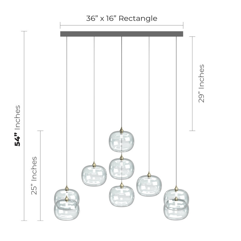 Bellagio 9 - Light Pendant, 54" H x 36" W x 16" D, White