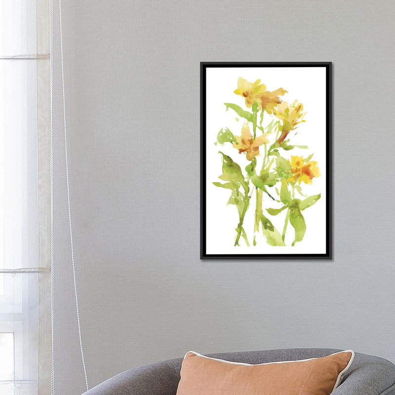 « aquarelle lilies ii », reproduction de peinture à l’aquarelle sur toile tendue, H 26 po x l 18 po x P 1,5 po, Pas de tapis