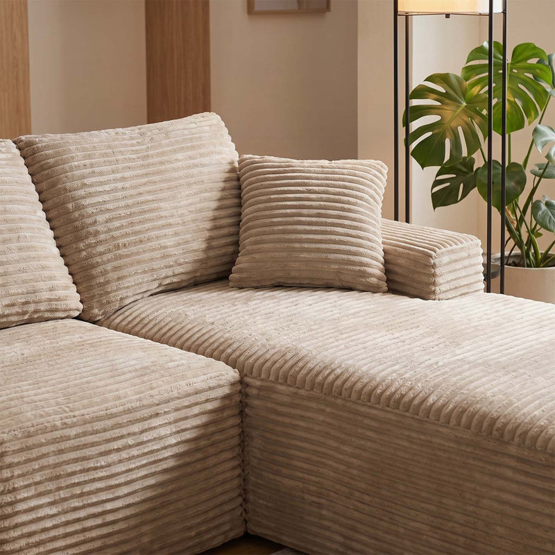 Canapé modulaire 103,9 pouces Cloud, Camel Corduroy, Camel