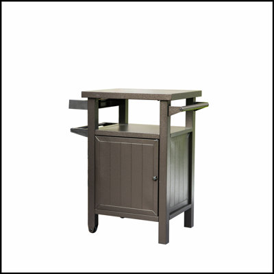 Durable Metal Grill Cart with Ample Storage and Wheels, for Modern Outdoor Cooking and Entertaining.