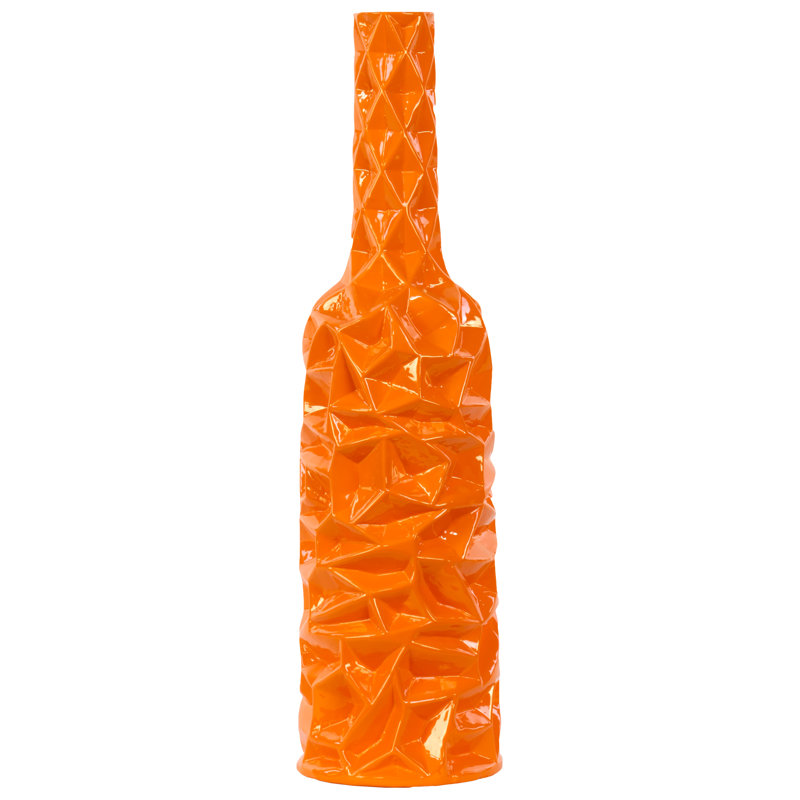 Vase de table en céramique Gore, H 19,5 po x l 5,25 po x P 5,25 po, Orange