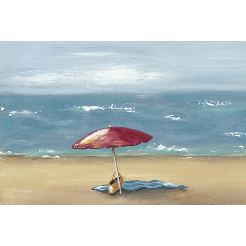 By The Beach I - Painting, 81 cm H x 122 cm W, Black Floater Framed