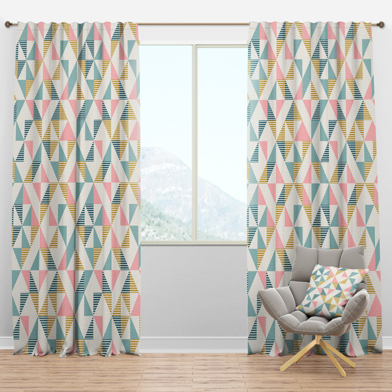 Panneau de rideau simple semi-diaphane avec passe-tringle Mid-Century Diamond, l 52 po x L 90 po