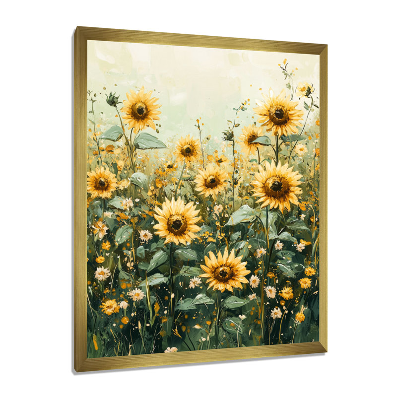 Drusi - art mural floral, H 32 po x l 24 po, Reproduction encadrée d'une seule photo, Doré