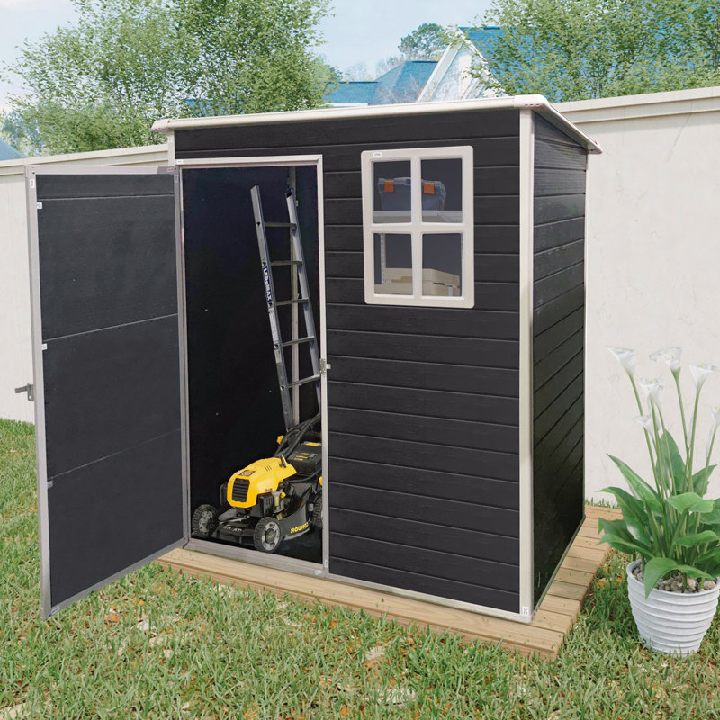 Remise de rangement extérieure en plastique 5 pi x 3 pi avec plancher