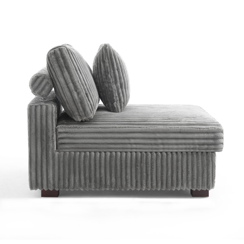 Upholstered Accent Chair with Footstool, Light Grey