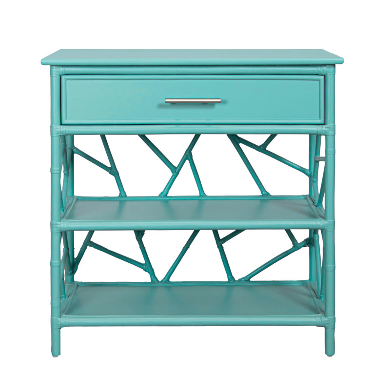 End Table with Storage, Turquoise