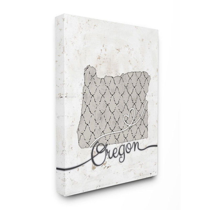 Impression sur toile, "l’oregon à motif gris de l’oregon à l’état américain", Toile tendue, H 20 po x l 16 po