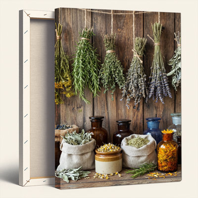 Art mural sur toile Gallery Wrap pour le salon, la chambre à coucher, le bureau ou le vestibule - Décoration murale décorative avec jardin de fines herbes