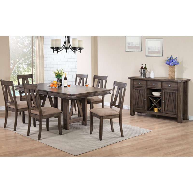Hisaan Brown Wood Dinette Dining Room Side Chairs