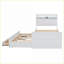 Lit simple en MDF-Contreplaqué avec prises de courant, lit gigogne extensible et amp; 3 tiroirs, blanc
