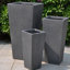 Textured Concrete Effect Tall Garden Plant Pot, Tall Planter with Drainage Holes, Grey Tall Tapered Planter-142673357
