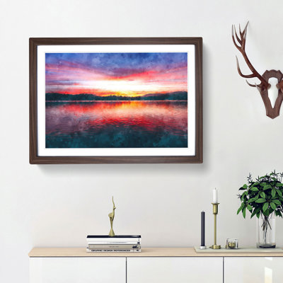 Sunset over Lake Windermere - Picture Frame Painting Print on MDF