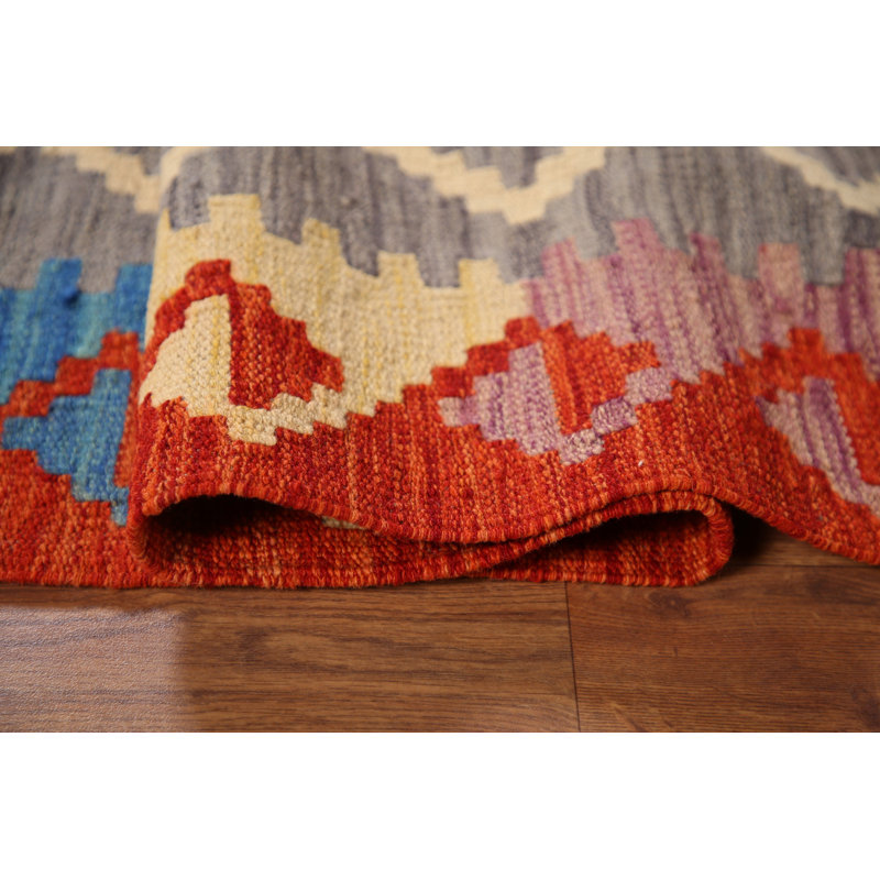 Tapis géométrique à motif oriental kilim 6 x 7