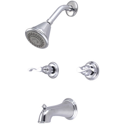 Central Brass 8997-B4-BN Four Function Showerhead Two Handle Tub & Shower Set in Brushed Nickel