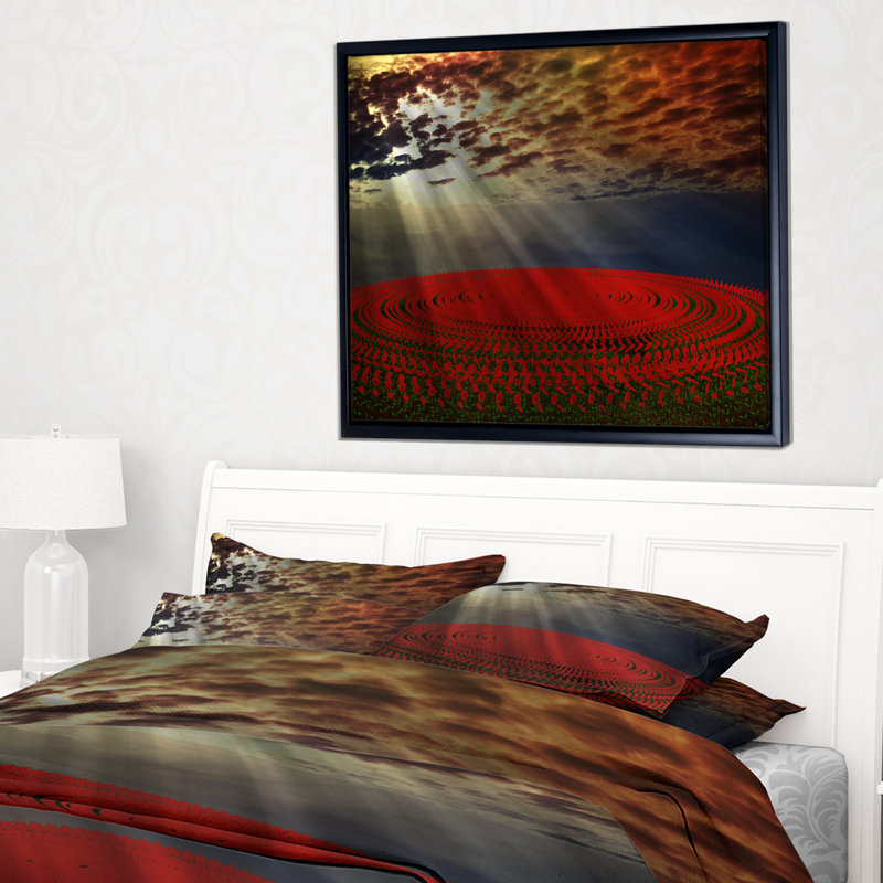«Beautiful Circled Flower Fields», impression, H 14 po x l 22 po x P 1 po, Toile avec cadre flottant