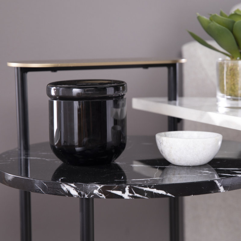Table de bout en faux marbre avec rangement Arcklid